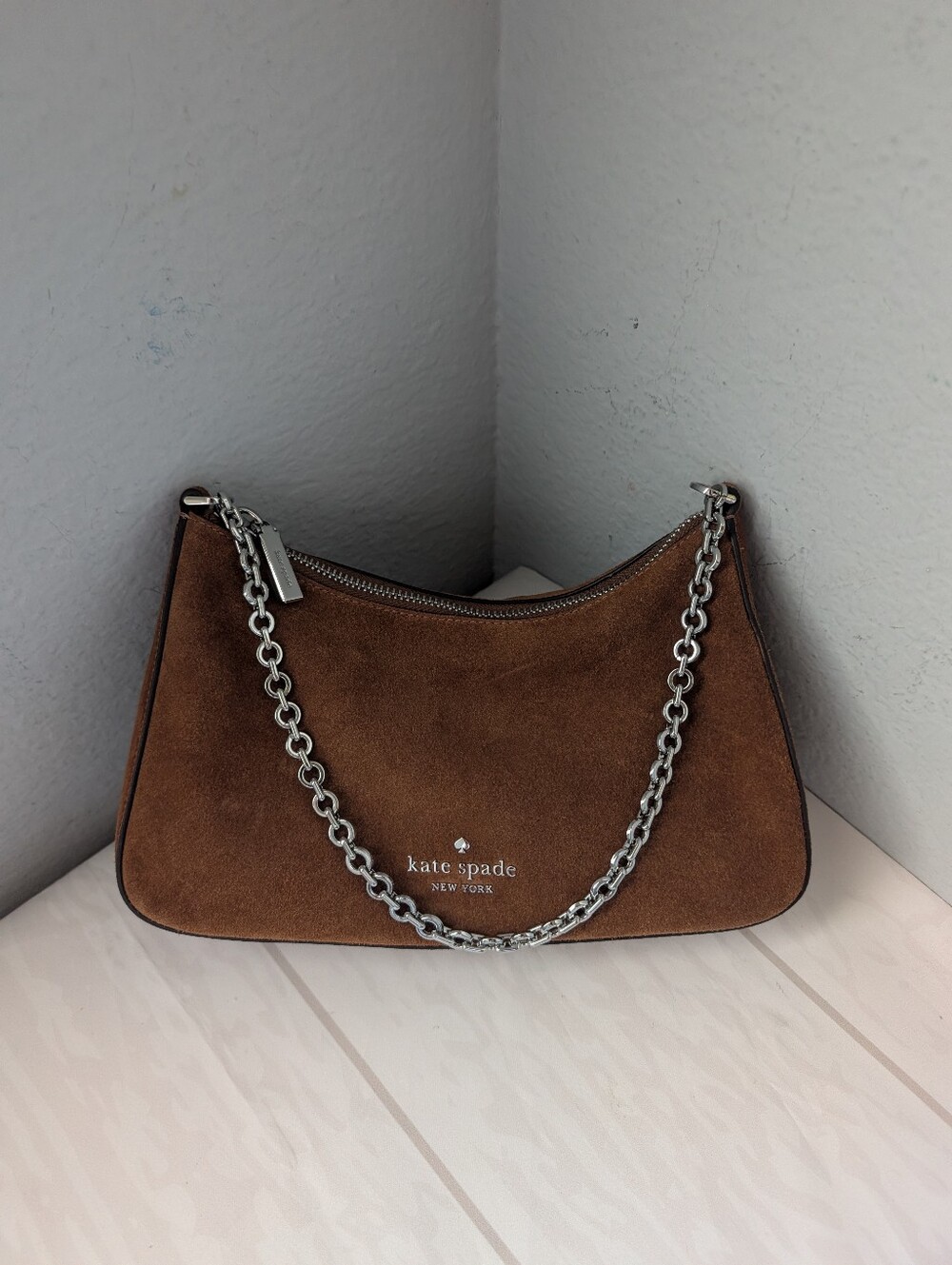NWT Kate Spade KP042 Margot Suede Shoulder Bag In Warm Gingerbread